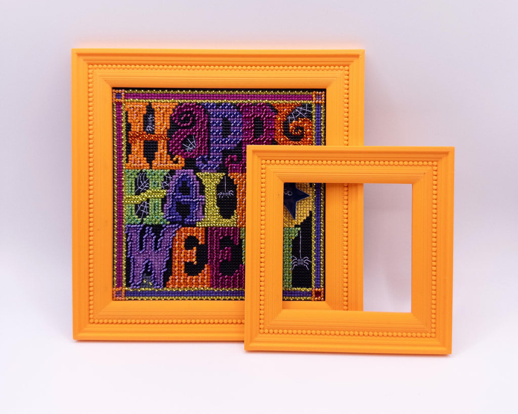 Magnetic Cross Stitch Frame: orange\yellow Needlework Display with Stand