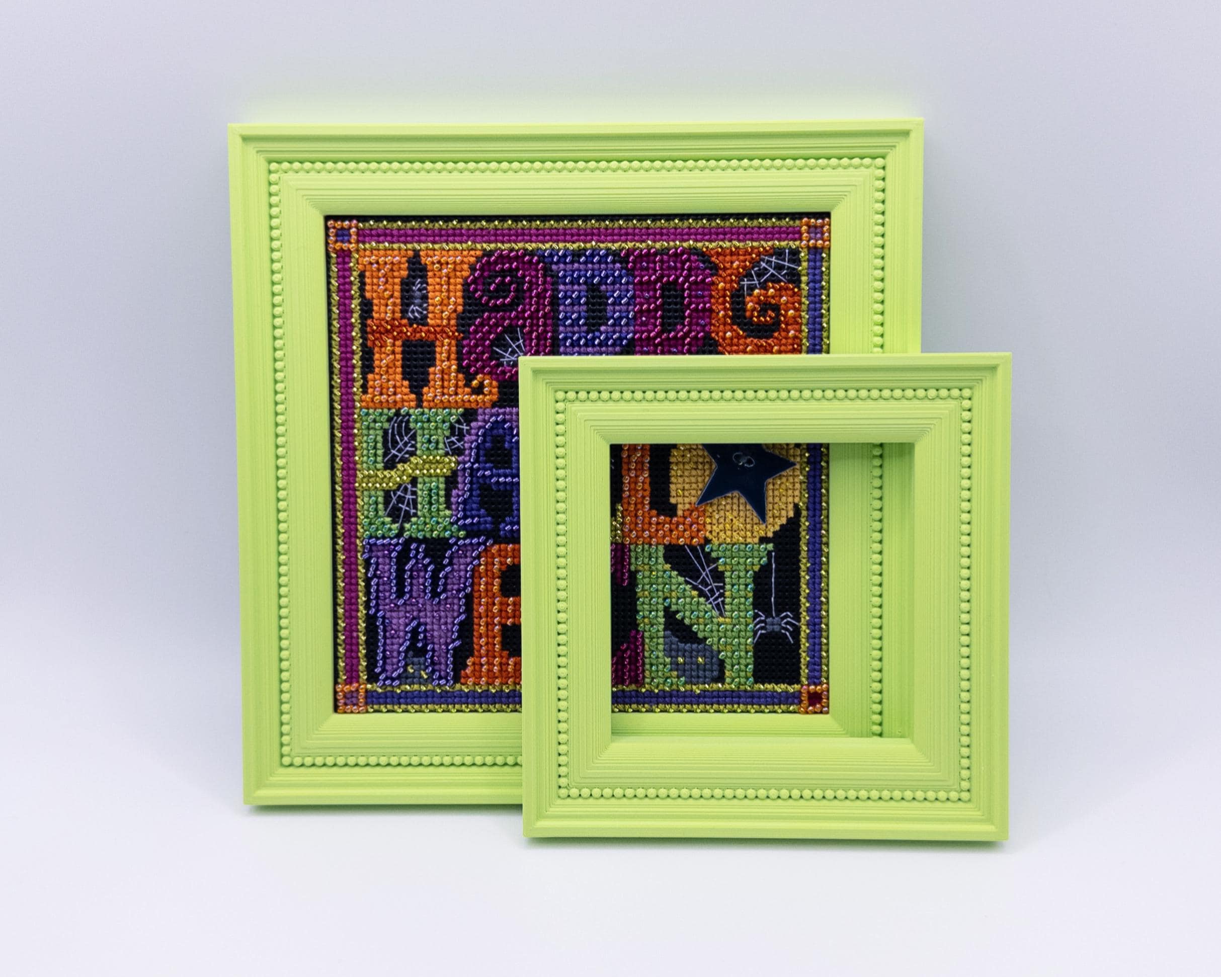 Magnetic Cross Stitch Frame: Pastel Needlework Display with Stand