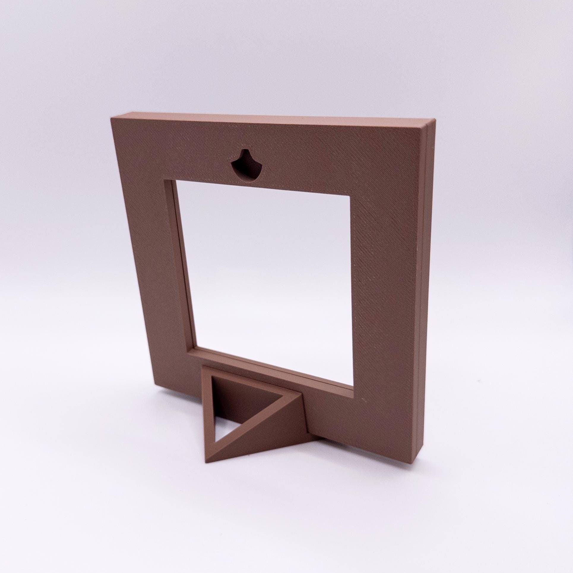 Magnetic Cross Stitch Frame: Beige Needlework Display with Stand