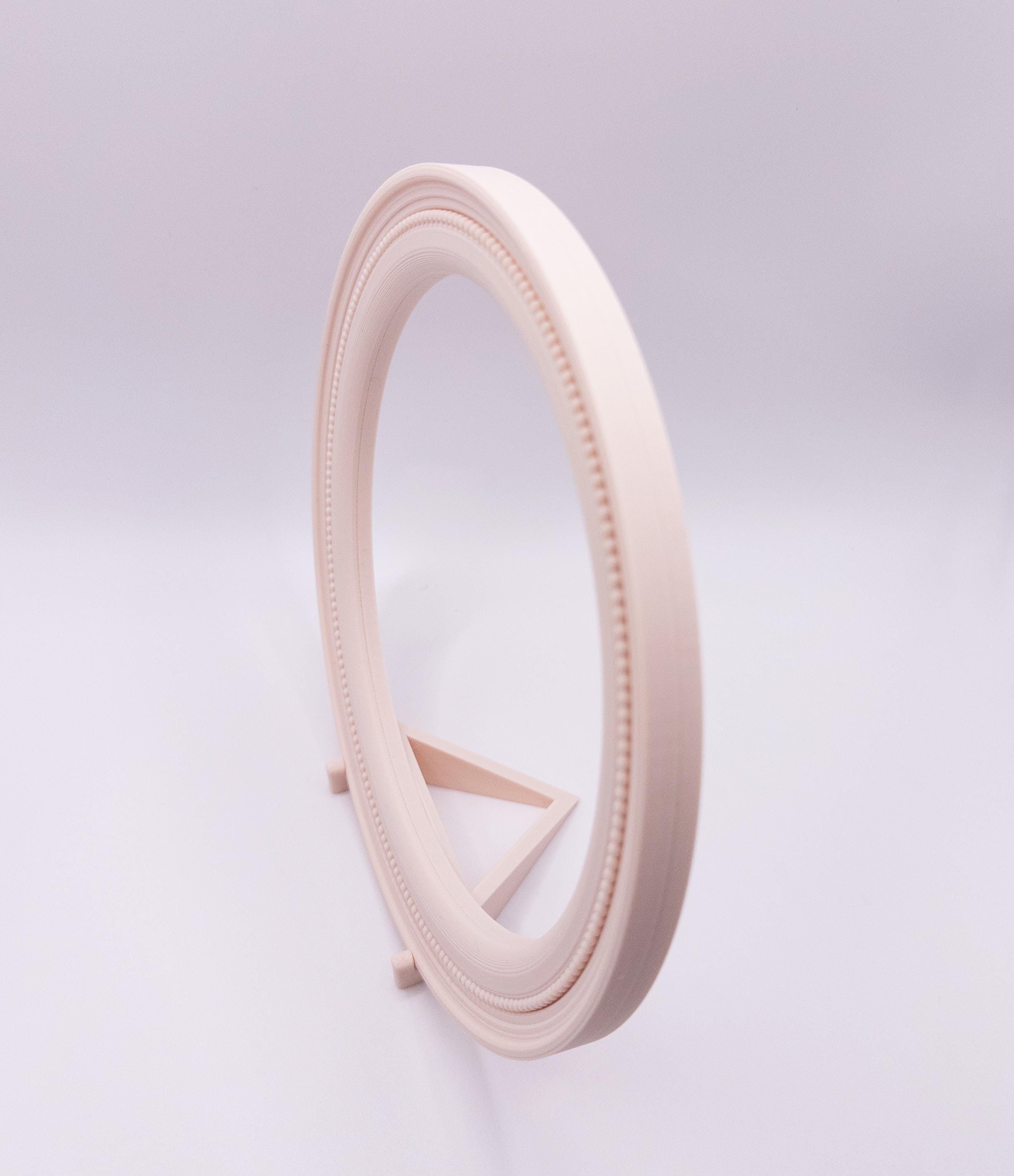 Magnetic Cross Stitch Round Frame: Blue Needlework Display with Stand