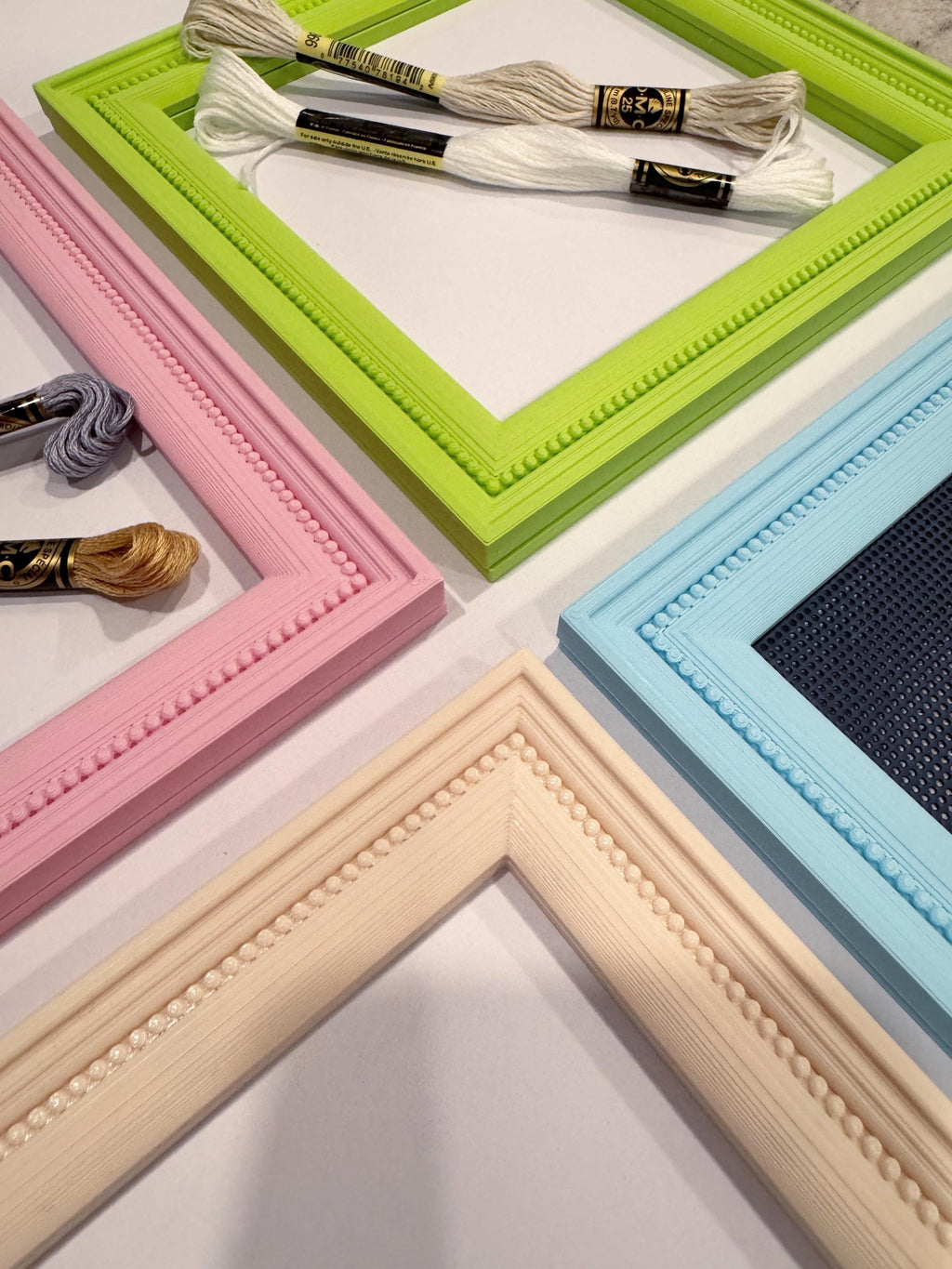 Magnetic Cross Stitch Frame: Pastel Needlework Display with Stand