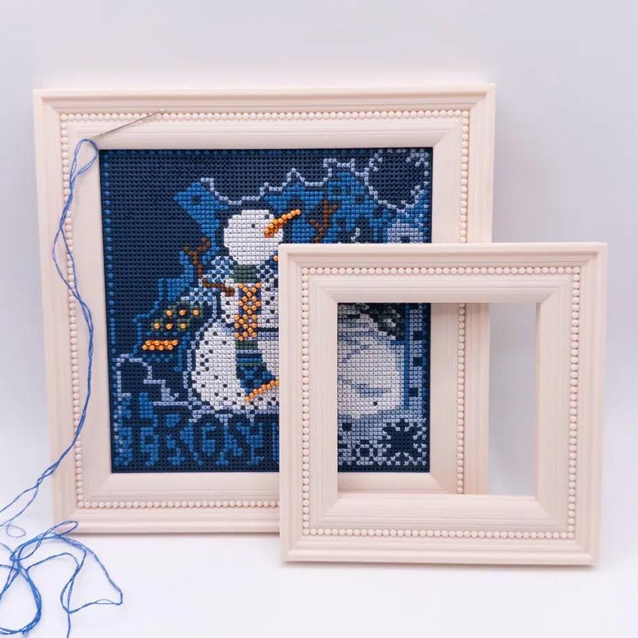 Magnetic Cross Stitch Frame: Light Pink Needlework Display with Stand