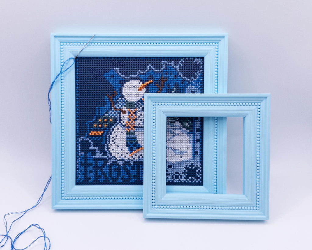 Magnetic Cross Stitch Frame: Pastel Needlework Display with Stand