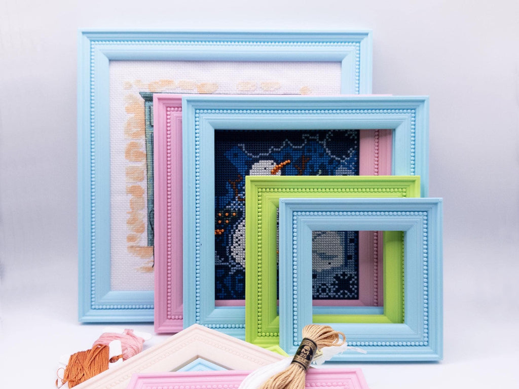 Magnetic Cross Stitch Frame: Pastel Needlework Display with Stand