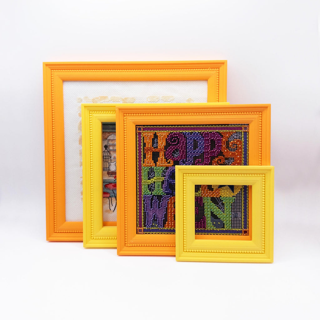 Magnetic Cross Stitch Frame: orange\yellow Needlework Display with Stand
