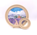 Magnetic Cross Stitch Round Frame: Beige Needlework Display with Stand