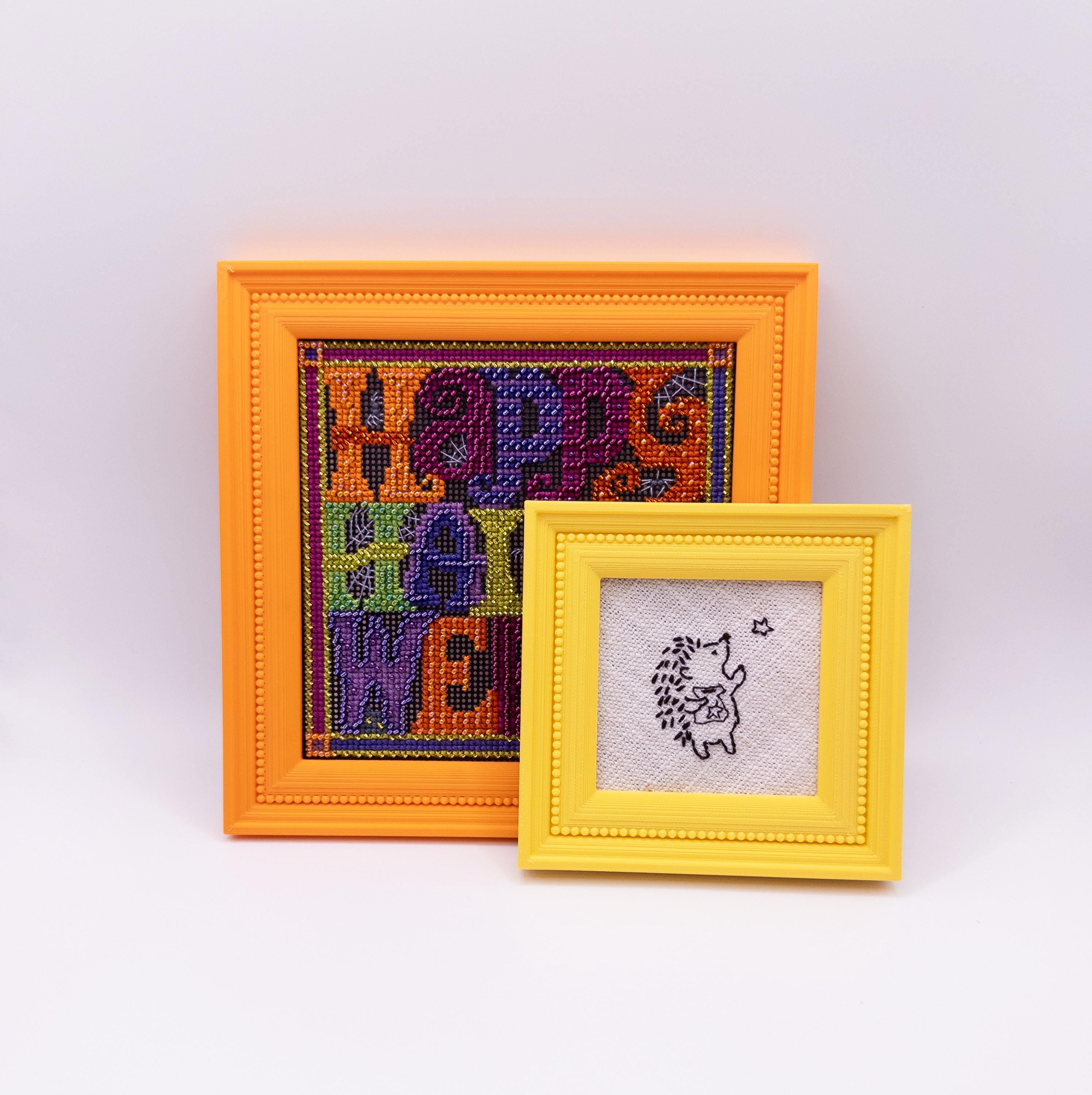 Magnetic Cross Stitch Frame: orange\yellow Needlework Display with Stand